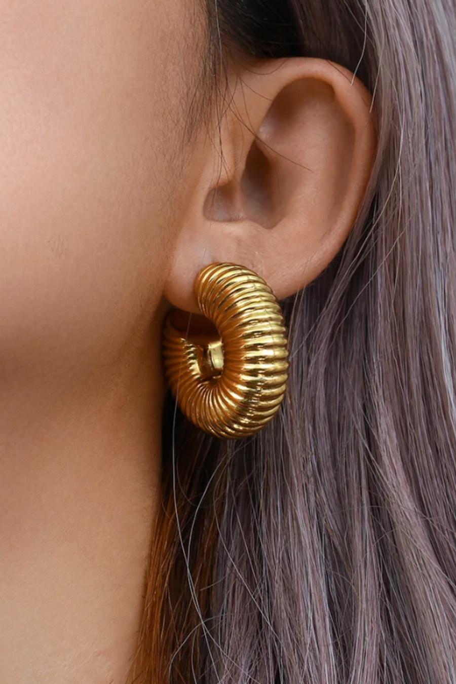 Textured Chunky Gold Hoops